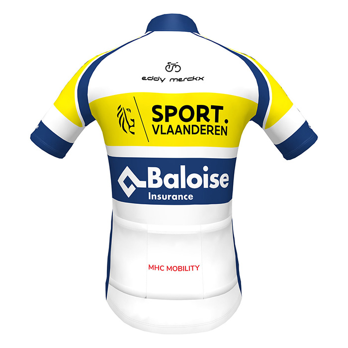 2022 Fahrradbekleidung Sport Vlaanderen-baloise Blau Gelb Trikot Langarm und Tragerhose - zum Schließen ins Bild klicken